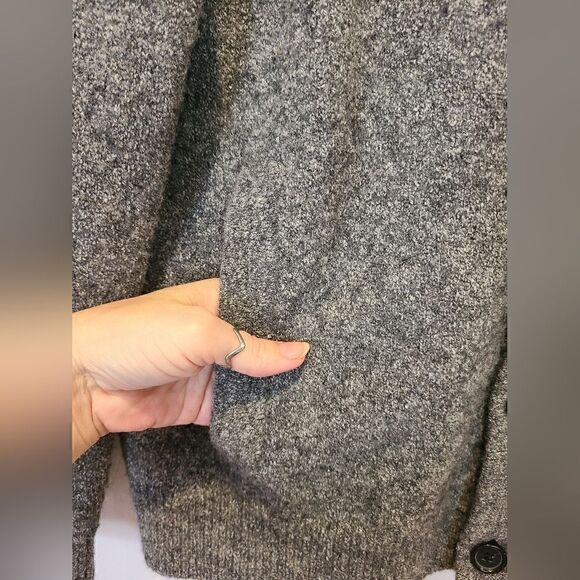 Banana Republic Novelty Tweed Heathered Charcoal Gray Button front Cardigan | XL - Picture 9 of 13